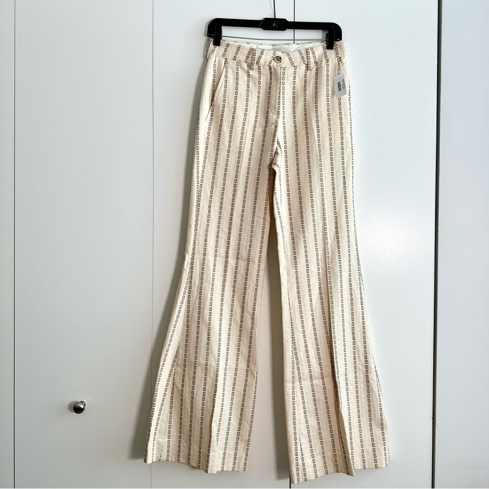 Golden Goose Cream Jacquard Flared Cotton Pants NWT - Picture 9 of 12